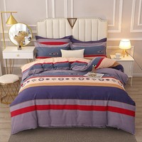 Housse de couette brodée, ensemble de draps en velours, housse de couette rayée, couvre-lit blanc pour hôtel, drap de lit en velours, draps blancs pour hôtel