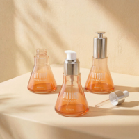Flacon en verre transparent de 50 ml, forme unique et luxueuse, pour sérum ou lotion, vide, avec pompe ou compte-gouttes, emballage pour soins de la peau