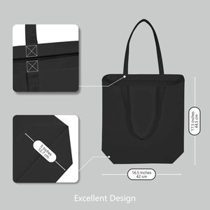 Sac fourre-tout écologique pour femme en toile de coton épaisse, rayé noir, avec logo imprimé personnalisé - Product Image 3