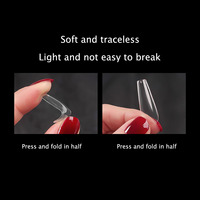 500 faux ongles ovales français en acrylique transparent préformés, couvrance totale, pointes d'ongles artificielles