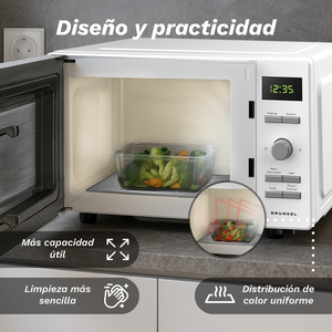 Forno a Microonde Grunkel 25L 800W Senza Piatto Girevole Design Piatto - Product Image 5