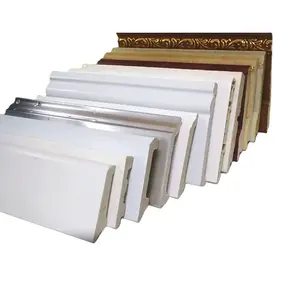 Primed White PS Mouldings Solid Skirting Board Free Samples Modern Hidden Baseboard for Wall Base Floor Tiles Home Decor