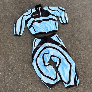 Custom Breathable Summer Jogging Suit Polyester Zip up Windbreaker Jackets and Nylon Track <b>Pants</b> Set Windbreaker Nylon Tracksuit - Product Image 1