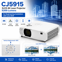 Projecteur laser 3LCD 4K CJ5915 à projection 360 degrés, 5200 lumens, avec installation technique