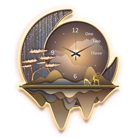 Décoration de restaurant de luxe léger : Horloge murale silencieuse créative avec lampe, nouveau modèle 2025 pour le salon