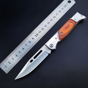 Couteau de poche pliable personnalisable de qualité OEM pour le camping, lame en acier inoxydable 3CR13 ultra-affûtée, manche en ABS couleur bois - Product Image 6