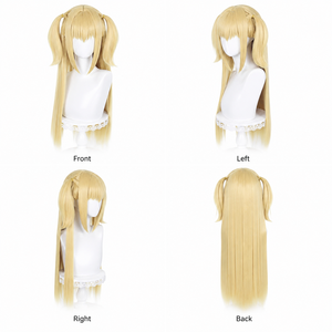 <span class=keywords><strong>Peluca</strong></span> de Cosplay con Cola de Caballo Doble Larga y Lisa, Color Rubio Claro, con Flequillo, Resistente al Calor, Cabello Sintético para Mujer, Venta al Por Mayor Directo de Fábrica - Product Image 4