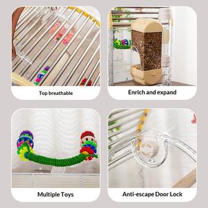 Jaula de Plástico Portátil Transparente para Loros, Diseño Anti-Escape, Tipo Tiger Skin Peony Xuanfeng Mediano, Sin Cierre - Product Image 3