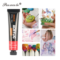 Panwenbo 24 couleurs ensemble de peinture acrylique professionnel 22ml support écologique pour la peinture sur toile papier de verre