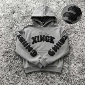 Sudadera con capucha extragrande para hombre, modelo 2026, personalizada, de corte cropped y estilo boxy, 400-500 g/m², con efecto desgastado, apliques, parches y bordados, lavado ácido. - Product Image 3