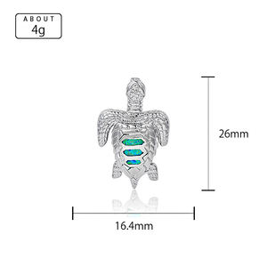 Pendentif XYOP Timeless Coastal Turtle en argent sterling 925 avec opale et <span class=keywords><strong>orgonite</strong></span>, avec des reflets scintillants et un cadre marin artisanal - Product Image 1