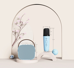Haut-parleur karaoké sans fil portable avec micro dent bleue pour adultes enfants chantant des haut-parleurs de fête à la maison en plein air - Product Image 4
