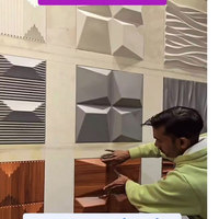 Panneaux muraux en PVC à grain de bois géométrique 3D modernes, miroir, durables, imperméables, anti-moisissures, pour intérieur et extérieur, hôtel, chambre à coucher, salon