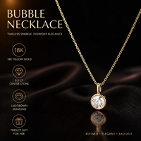 Pendentif serti clos en or jaune 18 carats avec diamant rond de laboratoire de 0,5 ct **Collier Bulle** – Cadeau d'anniversaire – Fabricant