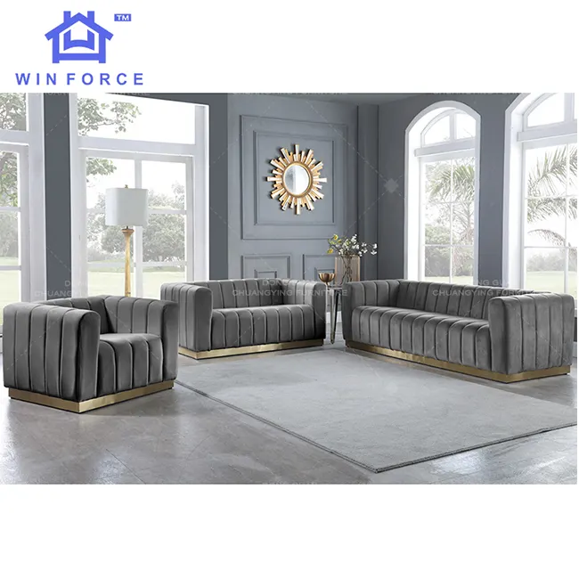 OEM fabrika sağlanan yeni tasarım oturma odası kanepe klasik kanepe kadife kanepe mobilya lüks kumaş koltuk takımı mobilya