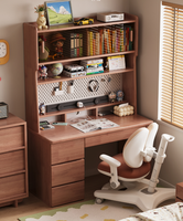Bureau d'étude tout-en-un avec étagère, table d'écriture et chaise pour étudiants, chambre et bureau