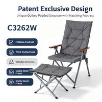 Chaise de camping pliante avec repose-pieds et accoudoirs pliables, chaise inclinable pour extérieur, pêche, balcon