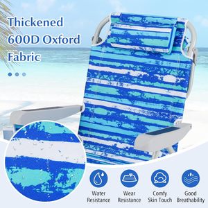 Silla <span class=keywords><strong>de</strong></span> <span class=keywords><strong>Playa</strong></span> Tipo Mochila, Muebles <span class=keywords><strong>de</strong></span> Exterior <span class=keywords><strong>de</strong></span> Metal, <span class=keywords><strong>Respaldo</strong></span> <span class=keywords><strong>de</strong></span> 5 Posiciones, Bolsa <span class=keywords><strong>de</strong></span> Almacenamiento, Bolsillo Lateral, Toallero, Reposacabezas, Silla Baja - Product Image 6