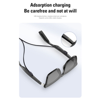 Lunettes Audio Intelligentes sans Fil à Grande Monture Noire Classique pour la Conduite et la Pêche, Lunettes Légères