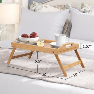 <span class=keywords><strong>Plateau</strong></span> pliant en bois d'acacia pour assiette à dîner avec <span class=keywords><strong>pieds</strong></span> Table à thé en bois de bambou pour cuisine et salon Support à fruits <span class=keywords><strong>Plateau</strong></span> de lit - Product Image 5