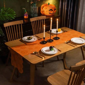Halloween Pumpkin Table Runner Printed Polyester Irregular Shape Party Decorations - Product Image 1