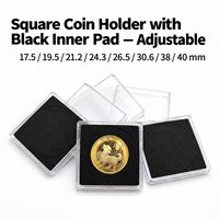 Boîte carrée en plastique transparent pour ranger les pièces de monnaie, boîte de présentation pour médailles commémoratives, boîte cadeau souvenir pour collection de pièces de monnaie et badges