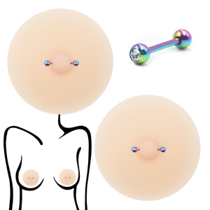 Cubiertas de pezón de silicona hipoalergénicas de moda con piercing de pezón colorido para fiesta sexy club nocturno uso diario - Product Image 1