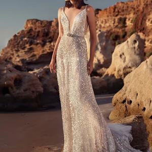 Nouvelle Robe Sexy à Paillettes sans Manches Col V pour Femme, Modèle Halter, Collection Automne, Spécial Commerce Extérieur - Product Image 5