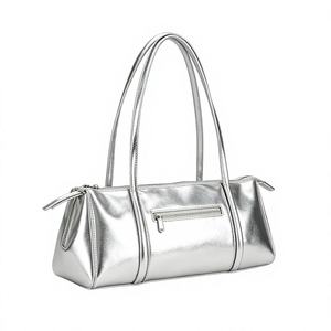 Bolso de hombro plateado metálico para mujer con asa y cierre de cremallera, moderno, para uso diario, para todas las estaciones, bolsos de diseñador para mujer - Product Image 1