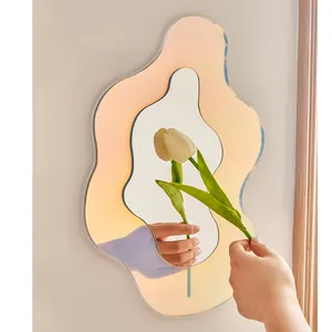 Custom 3d Translucent Silver Art Mirror Display Acrylic Cosmetic Sheet Self Adhesive With Logo