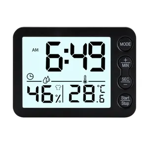 Temporizador de pared Temporizadores digitales con reloj Lcd Cocina para alarma personalizada negra 2022 Tabla de tiempo Oficina simple Led Cocina electrónica