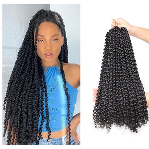 棕色24英寸激情扭钩针头发水波编织头发卷曲长合成头发延伸 - Product Image 1