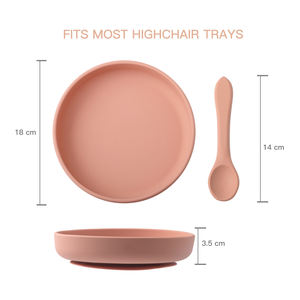 Assiettes en Silicone pour enfants, ensembles d'assiettes pour bébé, plat d'alimentation pour bébé, aspiration vaisselle en Silicone, bol avec cuillère - Product Image 4