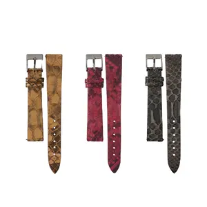 新款手表表带时尚设计蟒蛇皮表带16.18/20毫米红酒皮革系列健身手表腕带
