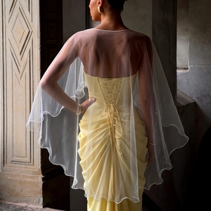 YouLaPan Bolero Retro <span class=keywords><strong>de</strong></span> Malla Suave con Borde Ondulado, Chal Corto para Registro <span class=keywords><strong>de</strong></span> Matrimonio, Recepción <span class=keywords><strong>de</strong></span> Cócteles, Acepta VG147 - Product Image 4