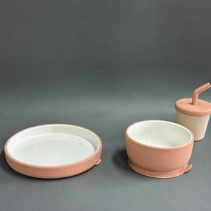 <span class=keywords><strong>Assiette</strong></span> en céramique micro-ondes avec couvercle en silicone lavable au lave-vaisselle personnaliser les couleurs <span class=keywords><strong>assiette</strong></span> bébé enfant en bas âge - Product Image 2