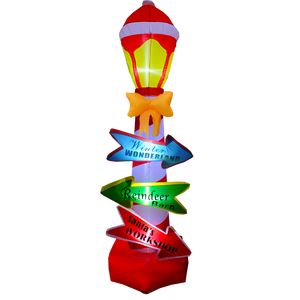 Letrero Inflable de Navidad de 8 Pies para Exteriores, Letrero Luminoso para Estacionamiento, Letrero Inflable de <span class=keywords><strong>Santa</strong></span> Claus con la Leyenda 'Por Favor, Deténgase Aquí' - Product Image 1