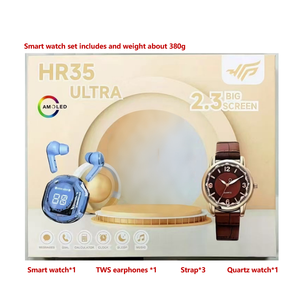 Set Jam Tangan ZongX Ultra 3 Dilengkapi dengan Jam Tangan Quartz, Earphone, 4 Tali Jam, Smartwatch HR59 untuk Pria Wanita, Fungsi Panggilan Telepon Bt - Product Image 6