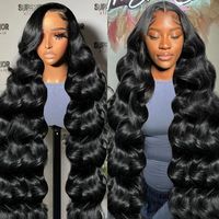 Peluca de Cabello Humano Vietnamita Virgen con Ondas Suaves, Doble Trama, Encaje Frontal HD, Pre-Desplumada, Sin Pegamento, 13x4 13x6, para Mujeres Negras
