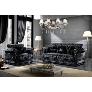 Set di Divani di Lusso in Stile Europeo <span class=keywords><strong>Antico</strong></span> Nero per Soggiorno, Divano Angolare - Product Image 1