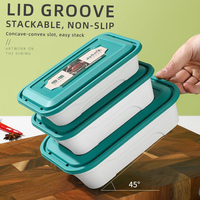 Boîtes repas rectangulaires jetables bicolores en PP de qualité alimentaire épaissi, hermétiques, sans BPA, sans PFAS, compatibles micro-ondes