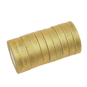 Bobine de ruban Jinghui en polyester, or et argent pailleté, 120 cm, pour emballage cadeau, gâteau, fleurs - Product Image 4