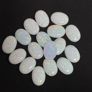 Opal Stone Price HQ Gems Oval Flatback Cabochon Gemstone Big Size 13x18mm OP32 Synthetic Black Opal Stone Price Per Grams