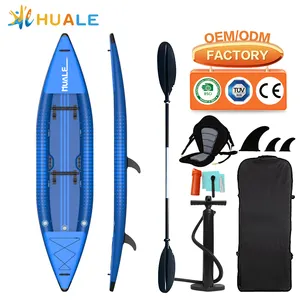 Huale 2024 Sea Kayak Boat 2 Person Favorite Sit In Inflatable Canoe Kayak Folding Kayak Portable With Two Paddle