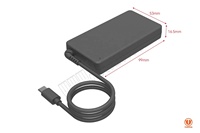 Cordon d'alimentation CA 65W ultra-mince avec chargeur USB-C PD, prise UE et connecteur CC fixe