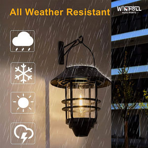 Lanterne solaire extérieure étanche à suspendre, en verre et métal, finition mate, s'allume au crépuscule, pour jardin, porche, route, extérieur - Product Image 6