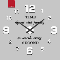 Grande Horloge Murale DIY Blanche, Surface Acrylique Brillante, Moteur Quartz Silencieux, Décoration Sans Cadre pour Gîte, Airbnb, Hall d'Entrée, Vente en Gros