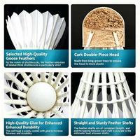 Volants de badminton légers hybrides professionnels de classe premium en plumes d'oie écologiques, lames durables à 2 couches