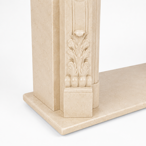 Chimenea tradicional de mármol con tallado ornamentado, de mármol amarillo brillante, para interiores, con estufa de leña para comedor. - Product Image 5