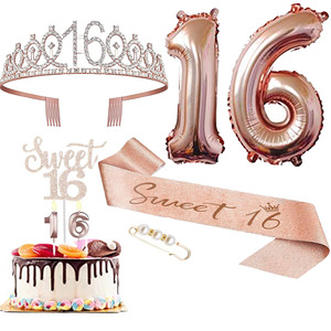 Decoraciones <span class=keywords><strong>de</strong></span> Fiesta <span class=keywords><strong>de</strong></span> <span class=keywords><strong>Cumpleaños</strong></span> en Oro Rosa, Corona <span class=keywords><strong>de</strong></span> Cristal, Banda con Número, Globo, Adorno <span class=keywords><strong>para</strong></span> <span class=keywords><strong>Pastel</strong></span>, Set <span class=keywords><strong>de</strong></span> Accesorios <span class=keywords><strong>de</strong></span> <span class=keywords><strong>Cumpleaños</strong></span> - Product Image 4